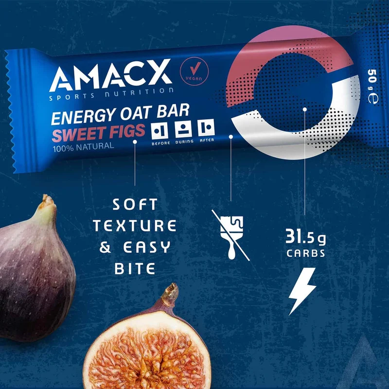 Energie-Haferriegel Amacx Energy Oat Bar Süße Feigen Box 12stk Transparent