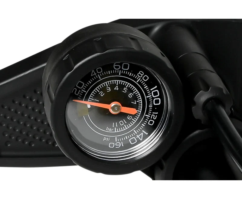 Fahrradpumpe 120 PSI, Manometer, 65 cm Schlauch, Presta-/Schraderventile