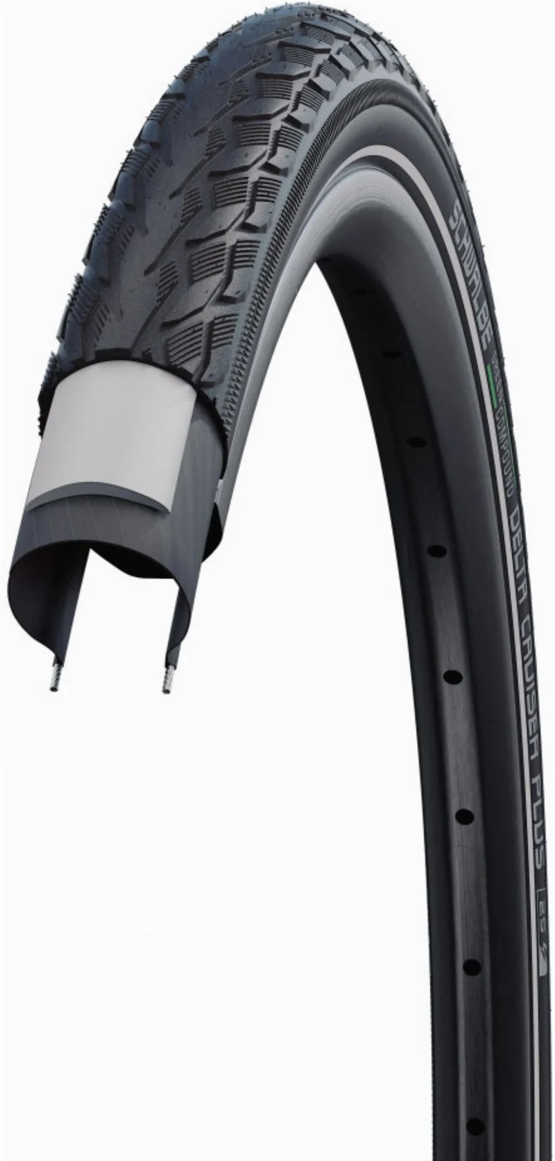 Schwalbe Delta Cruiser Plus PunctureGuard, Active Line, Tube Drahtreifen 20", Green black/reflex 47-406