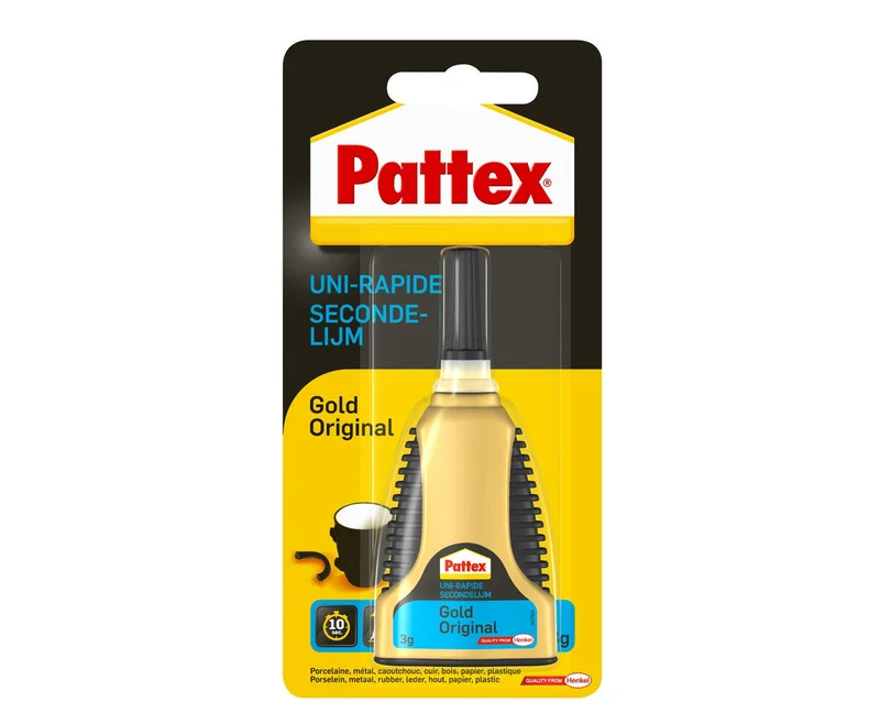 Pattex Sekundenkleber Gold 3g - Klebt Holz, Metall, Keramik schnell