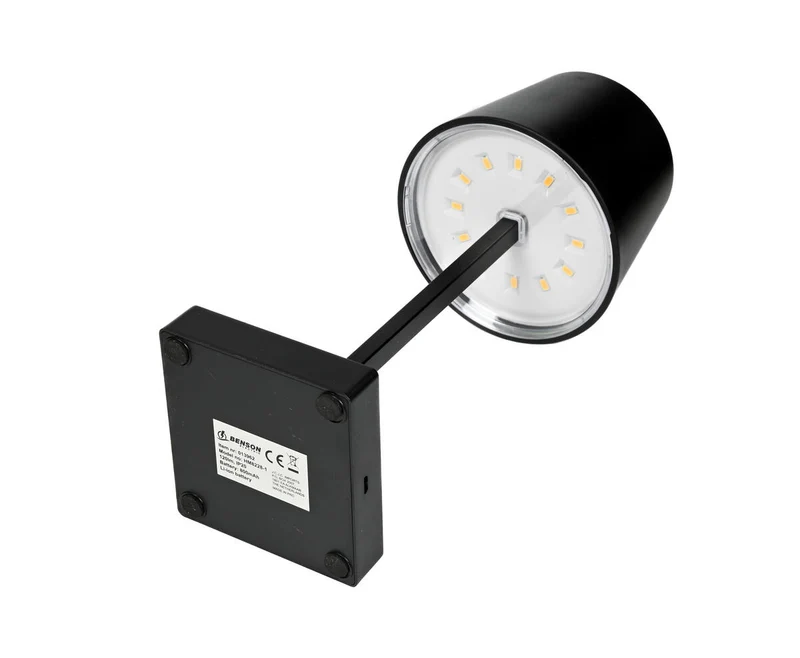 Schwarze dimmbare LED-Tischleuchte mit wiederaufladbarem Akku und Touch-Funktion