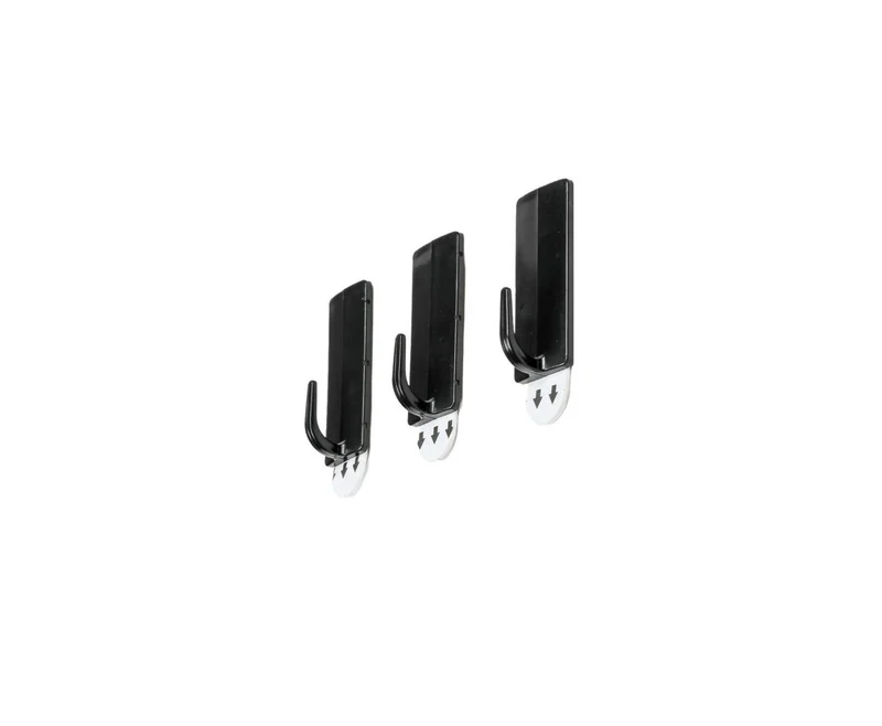 Schwarze 5x2cm selbstklebende Haken 3 Stk., wiederverwendbar für leichte Gegenstände
