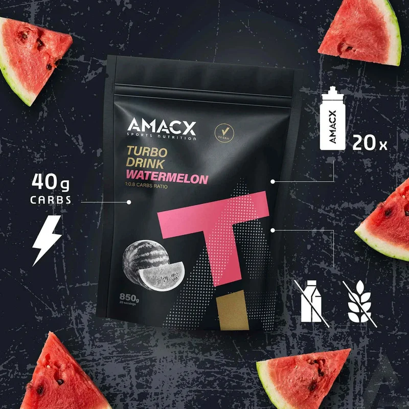 Energiegetränk-Pulver Amacx Turbo Drink Wassermelone 850g Rosa