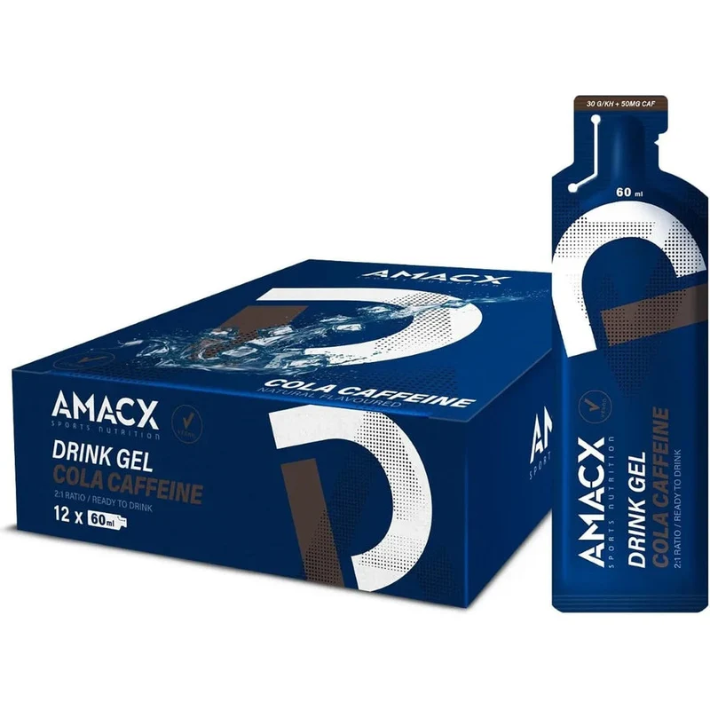 Trink-Energiegel Amacx Drink Gel Cola Koffein Box 12stk Blau