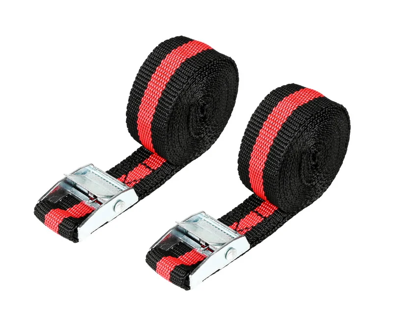 Spanngurt-Set 2,5 m x 25 mm Schwarz/Rot, 200 kg Bruchlast, 2-teilig