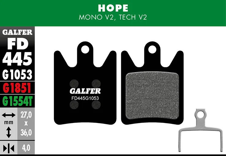 Galfer Bremsbelag Performance Mono V2, Tech V2 27 x 36 x 4 mm 1 Paar schwarz