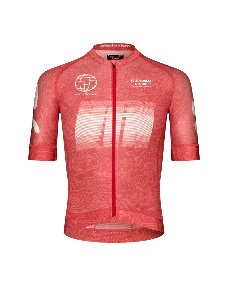Pas Normal Studios Kurzarm Trikot Mechanism Logo Herren AOP RTN Classic Red