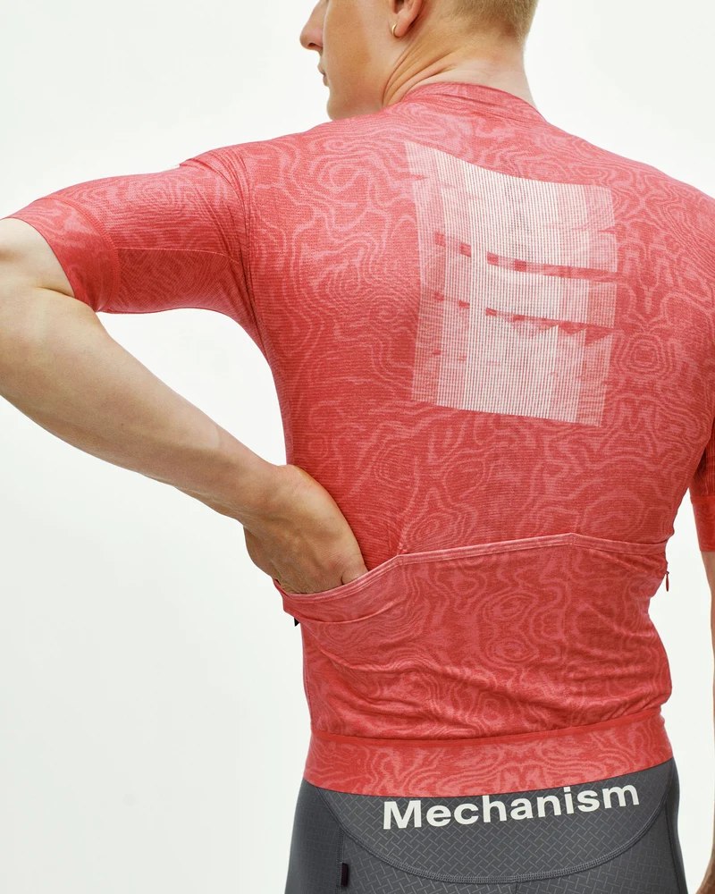 Pas Normal Studios Kurzarm Trikot Mechanism Logo Herren AOP RTN Classic Red