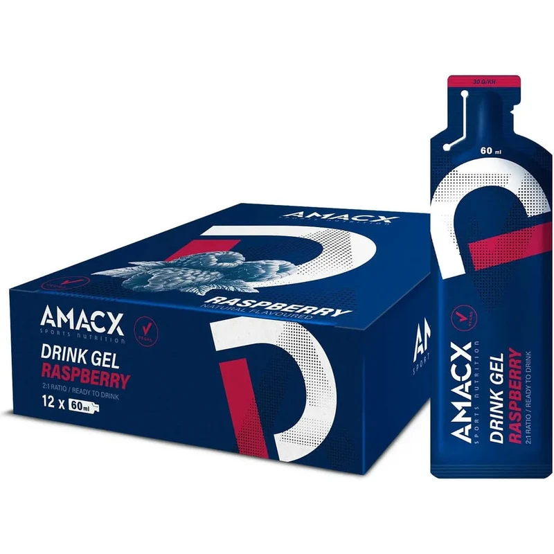 Trink-Energiegel Amacx Drink Gel Himbeere Box 12stk Blau