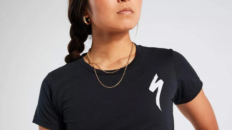 Damen T-Shirt mit Logo - Kurzarm Schwarz Größe XS - Bekleidung