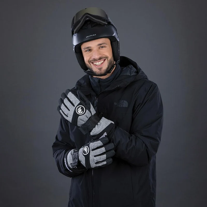 CHIBA Board - wasserdichte Primaloft Winter-Radhandschuhe mit Protektorschiene, Gr. 8, hellgrau/weiß