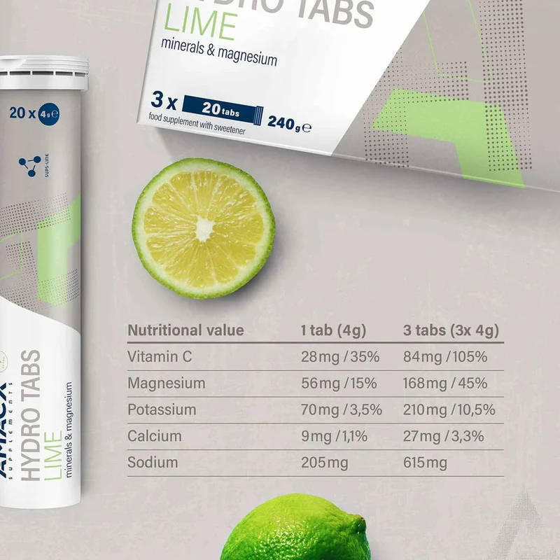 Hydrationstabletten Amacx Hydro Tabs Limette Pack 3stk Transparent