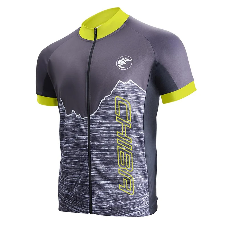 CHIBA Watzmann Shirt Herren - Radtrikot L schwarz/neongelb, atmungsaktiv, RV, Rückentaschen