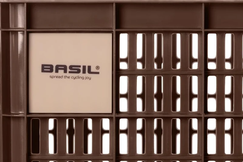 Basil Crate S Fahrradkiste - 17 - Fahrradkorb - 5 Liter braun recycelter Kunststoff für Front- oder Heckträger kompakt und robust - V.R.-Korb