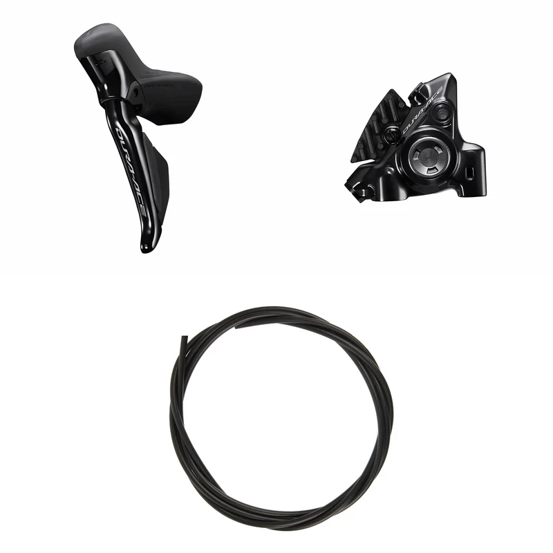 Hydraulik-Scheibenbrems-Kit Shimano Dura-Ace BR-R9270K/ST-R9270 Vorder-/Links Resin Kühlrippen-Beläge 160mm 1000mm Schwarz