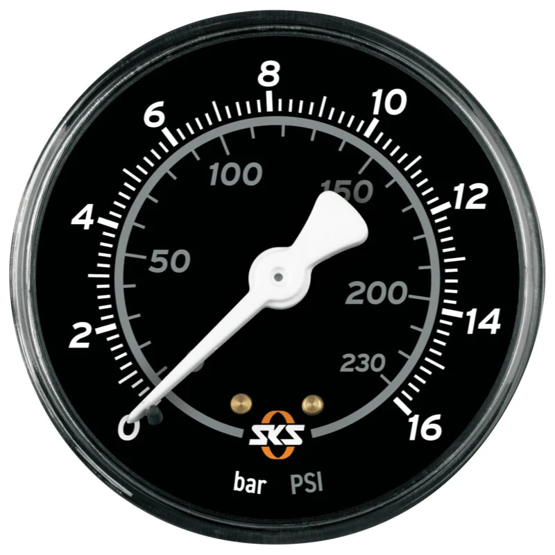 SKS GERMANY Ersatzmanometer 63 mm für Rennkompressor NXT black 16 bar/230 psi