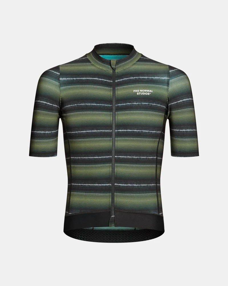 Pas Normal Studios Essential Kurzarm Trikot Herren Hell Olive Streifen