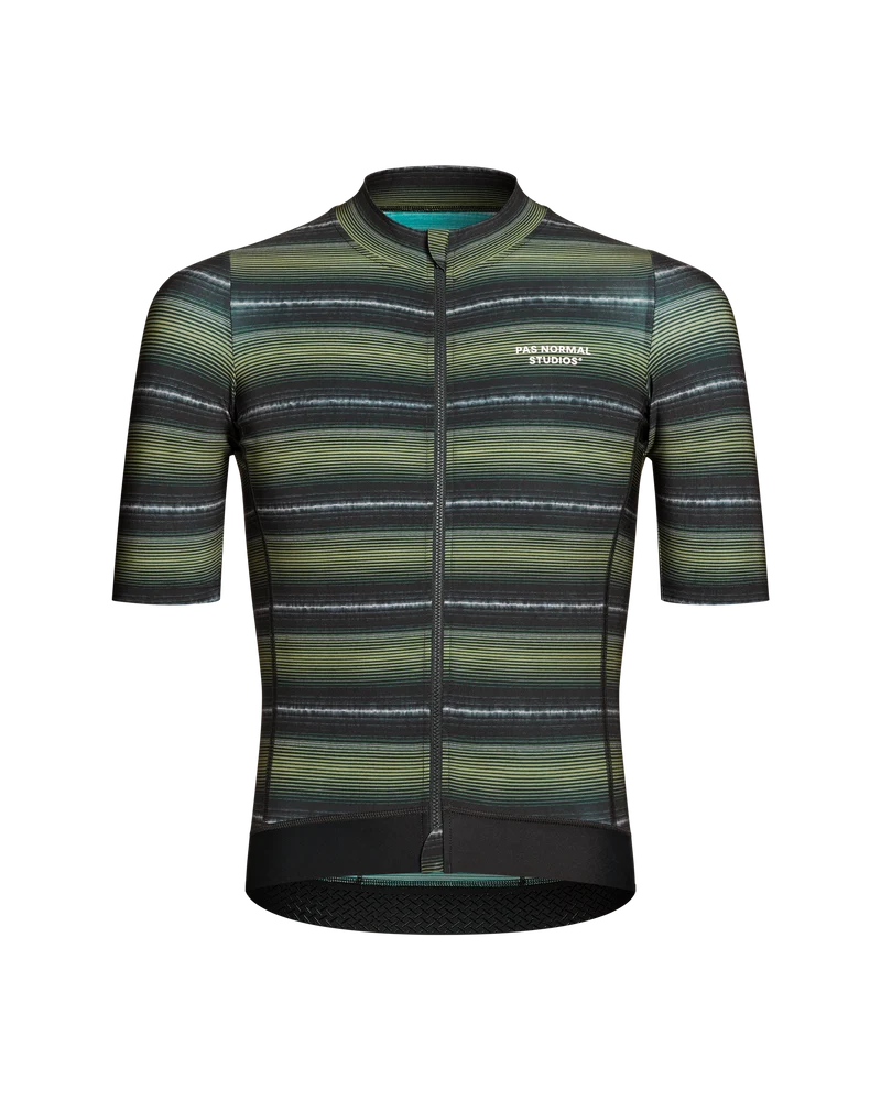 Pas Normal Studios Essential Kurzarm Trikot Herren Hell Olive Streifen