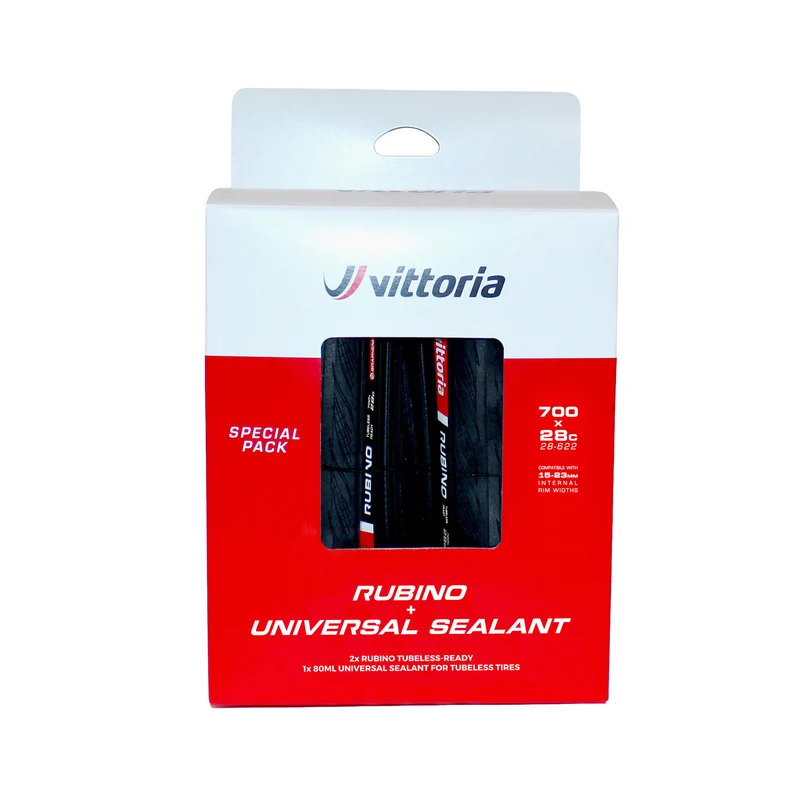 Pack 2 Vittoria Rubino V TP Reifen + Dichtmittel 80ml Schwarz
