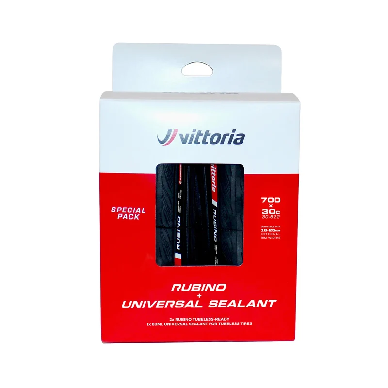 Pack 2 Vittoria Rubino V TP Reifen + Dichtmittel 80ml Schwarz