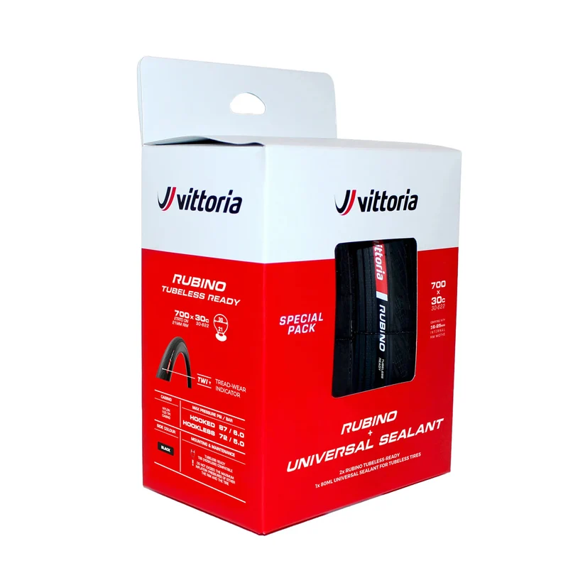 Pack 2 Vittoria Rubino V TP Reifen + Dichtmittel 80ml Schwarz