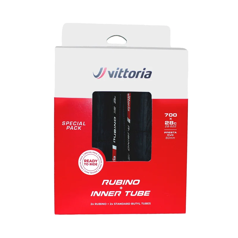 Pack 2 Vittoria Rubino V G2 Faltreifen 2 Schläuche Schwarz