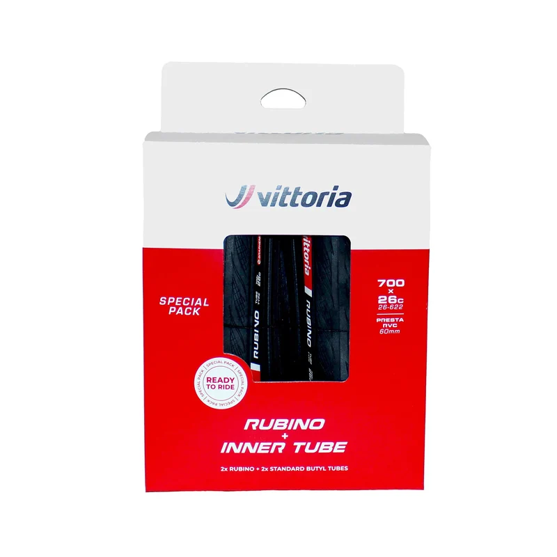 Pack 2 Vittoria Rubino V G2 Faltreifen 2 Schläuche Schwarz