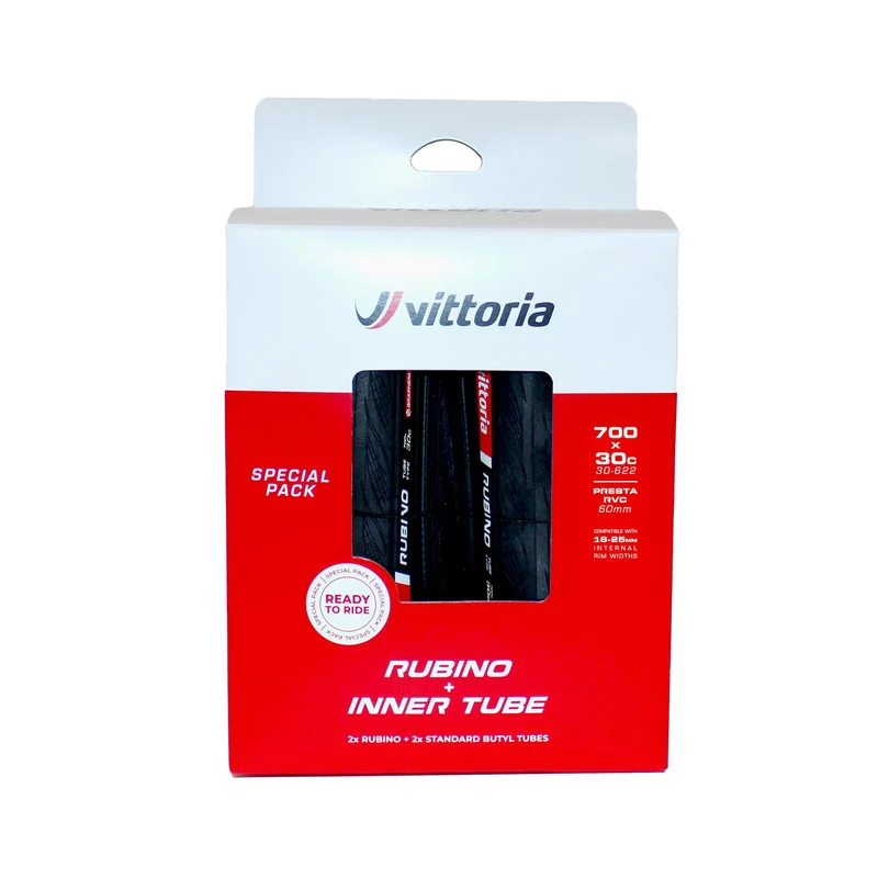 Pack 2 Vittoria Rubino V G2 Faltreifen 2 Schläuche Schwarz
