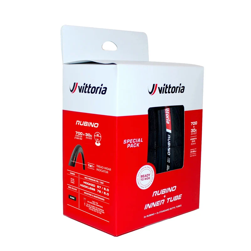 Pack 2 Vittoria Rubino V G2 Faltreifen 2 Schläuche Schwarz