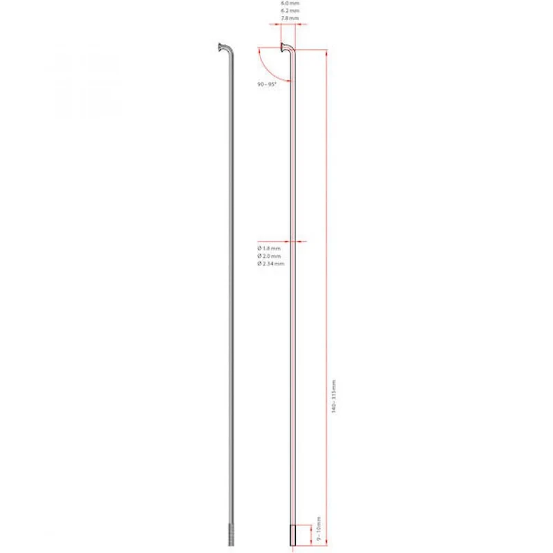 DT Swiss Speiche Champion 2.0 VE500 silber 304 mm - robuste Allround-Fahrradspeiche