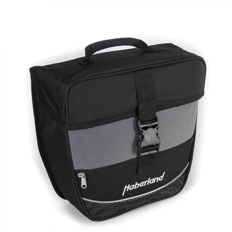 Haberland Einsteiger-Serie schwarz / silber - robuste Gepäckträgertasche für Alltag und Tour