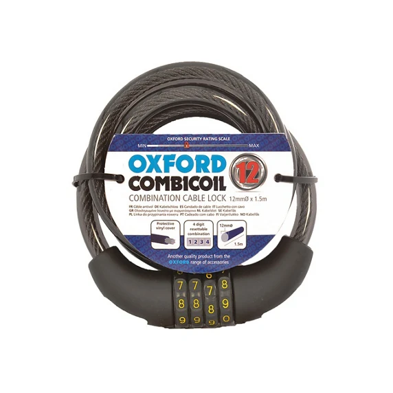 Kabelschloss Oxford Combi Coil12 1.5mx12mm Schwarz