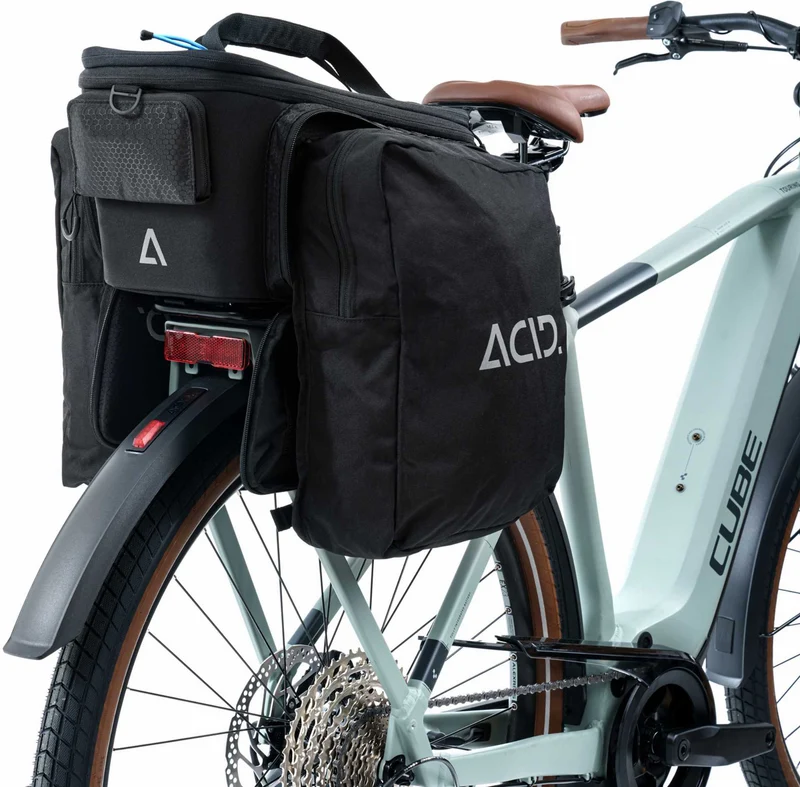 Acid Gepäckträgertasche Trunk City RILink black 8 + 16 L (blaues Gummiband)