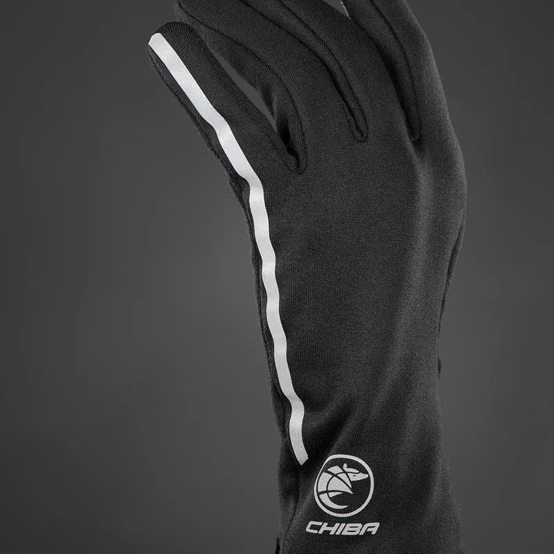 CHIBA New York Marathon - Thermostretch Radhandschuhe schwarz M, Touchfinger, reflektierend