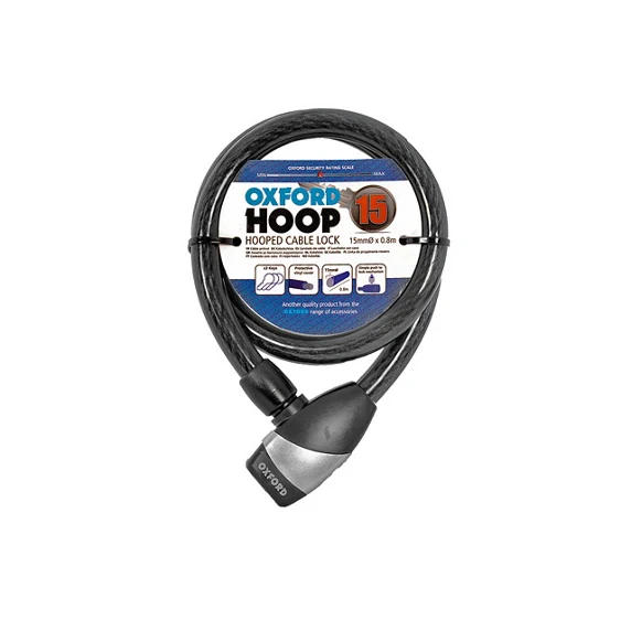 Kabelschloss OXC Hoop 15 0.8mx15mm Schwarz