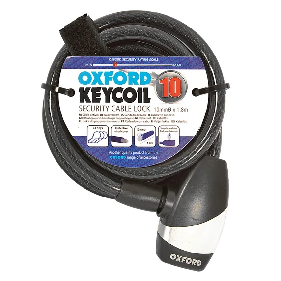 Kabelschloss OXC KeyCoil10 10x1800mm Schwarz
