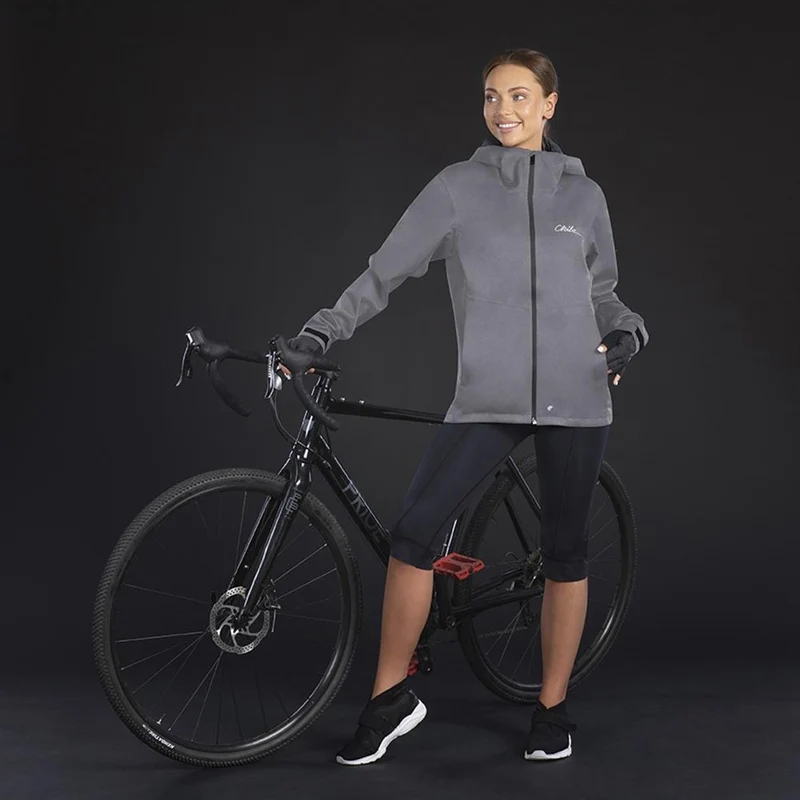 CHIBA Rainjacket Damen - wasserdicht, winddicht, atmungsaktiv, XS, hellgrau