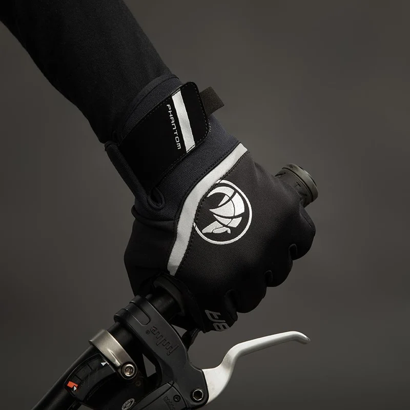 CHIBA Phantom - Radhandschuhe Softshell, winddicht, Touchfinger, schwarz/schwarz, Gr. M