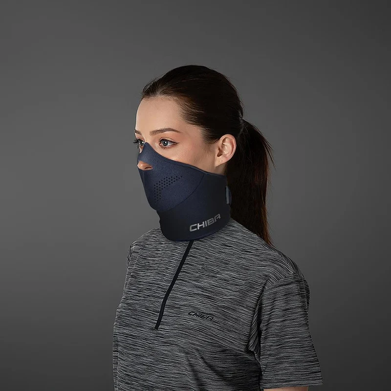 CHIBA Gesichtsmaske Winddicht - atmungsaktive Softshell-Neopren Maske schwarz EG