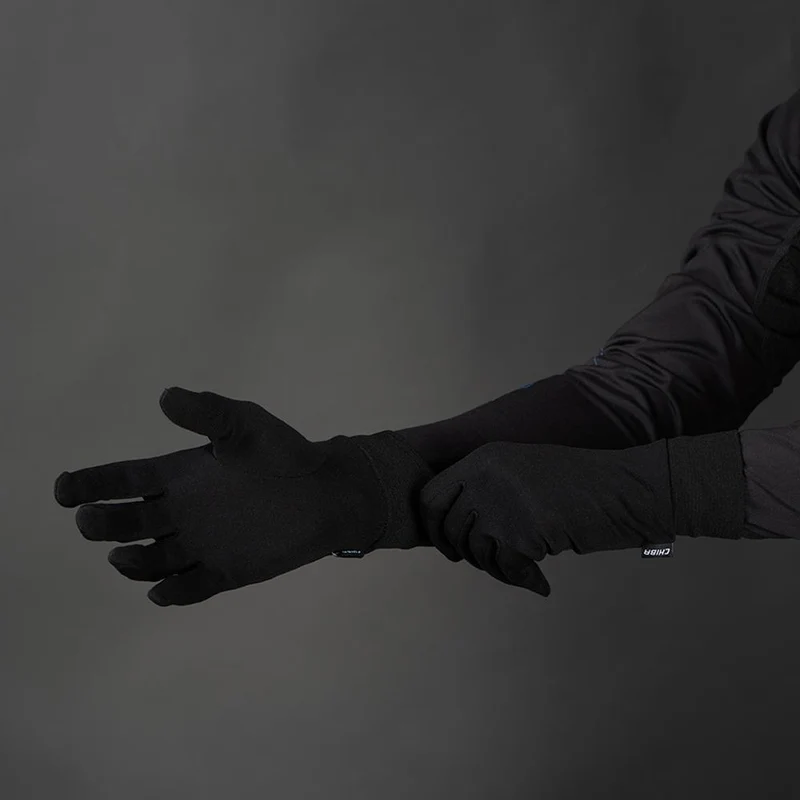 CHIBA Seiden Handschuh - Unterziehhandschuh schwarz, S, warm & leicht