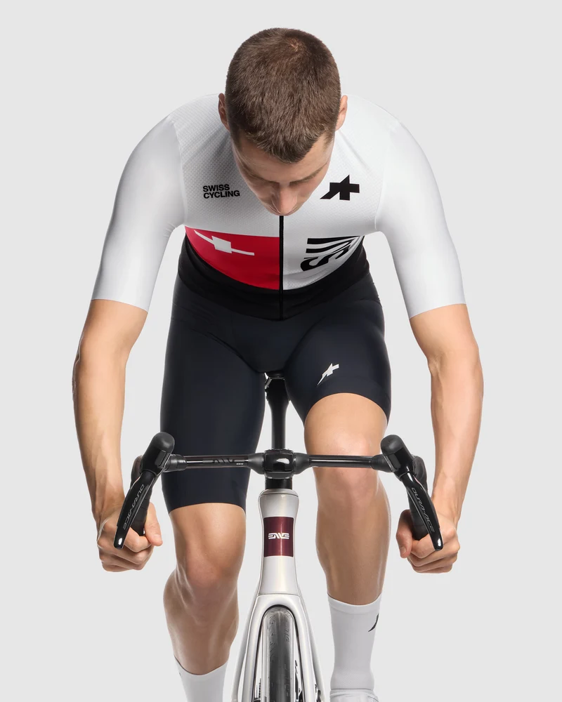 Assos Mille GT S11 EVO Swiss Cycling Replica Kurzarmtrikot Herren White Series