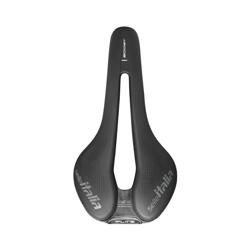 Selle Italia Flite Boost TM Superflow S3 schwarz - ergonomischer Rennradsattel mit Superflow-Aussparung, Manganese-Gestell, strapazierfähiger Soft-Tek-Bezug