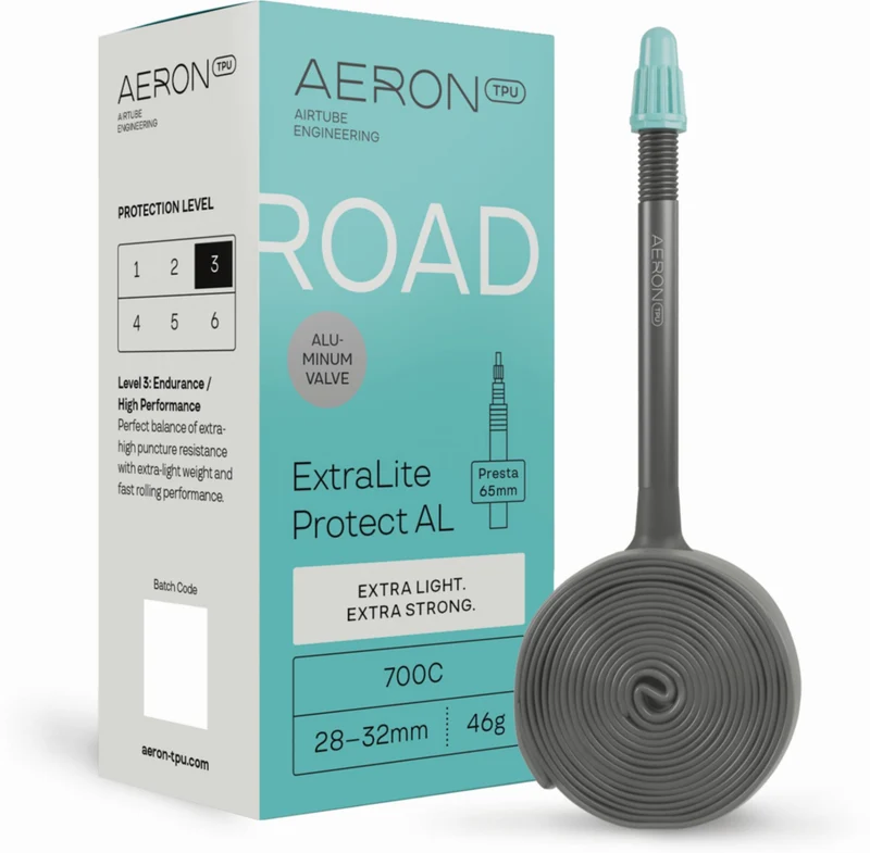 Aeron/TPU Road - ExtraLite Protect AL 28-32 mm Schlauch 28" black Ventil SV 65 mm
