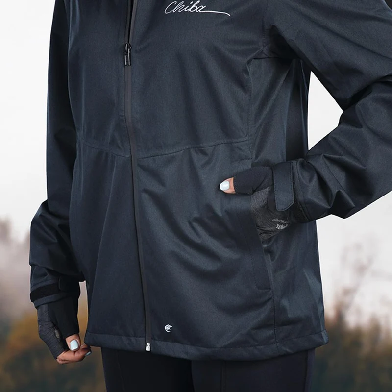 CHIBA Rainjacket Damen - wasserdichte, atmungsaktive Radjacke schwarz, Größe M