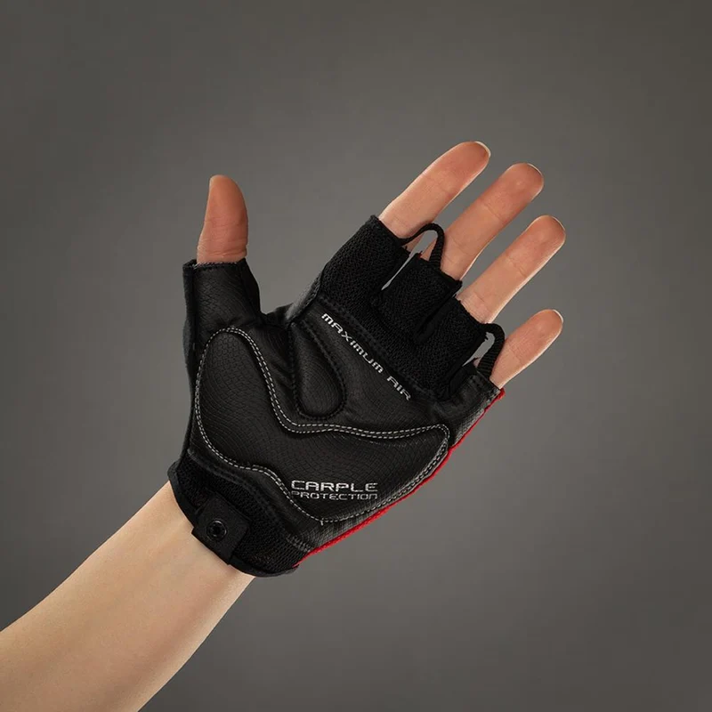 CHIBA Cool Air - Radhandschuhe kurz Finger, rot, Größe L, atmungsaktiv mit Gelpolster