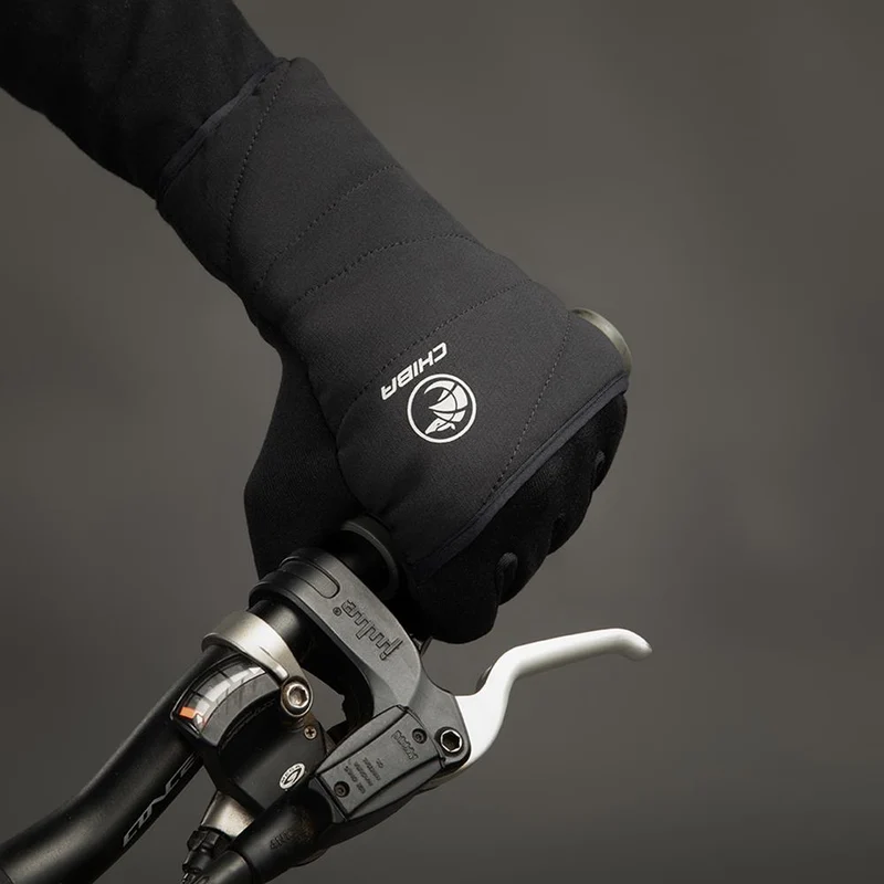 CHIBA Polarfleece Titan - Radhandschuhe schwarz S, winddicht, warm, Touchfunktion