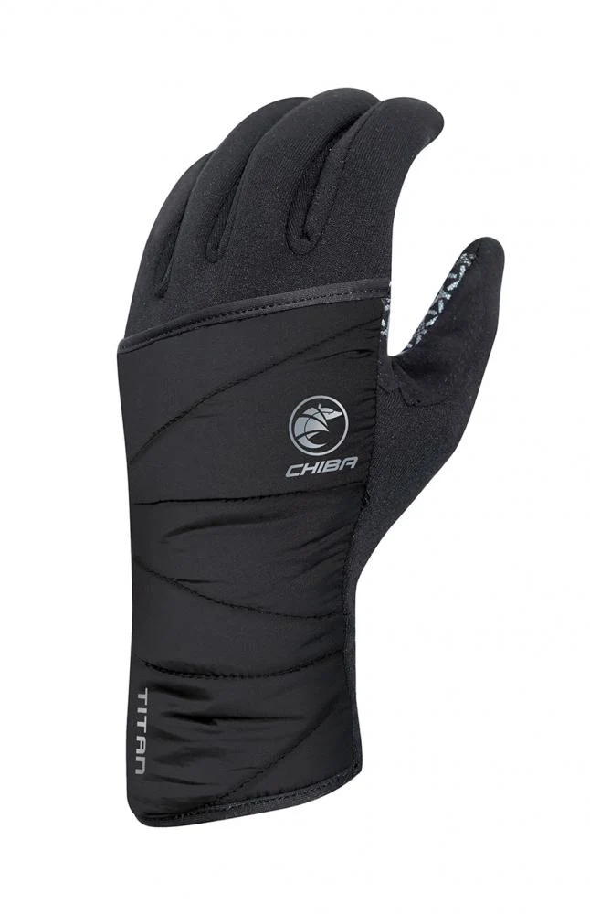 CHIBA Polarfleece Titan - Radhandschuhe schwarz S, winddicht, warm, Touchfunktion
