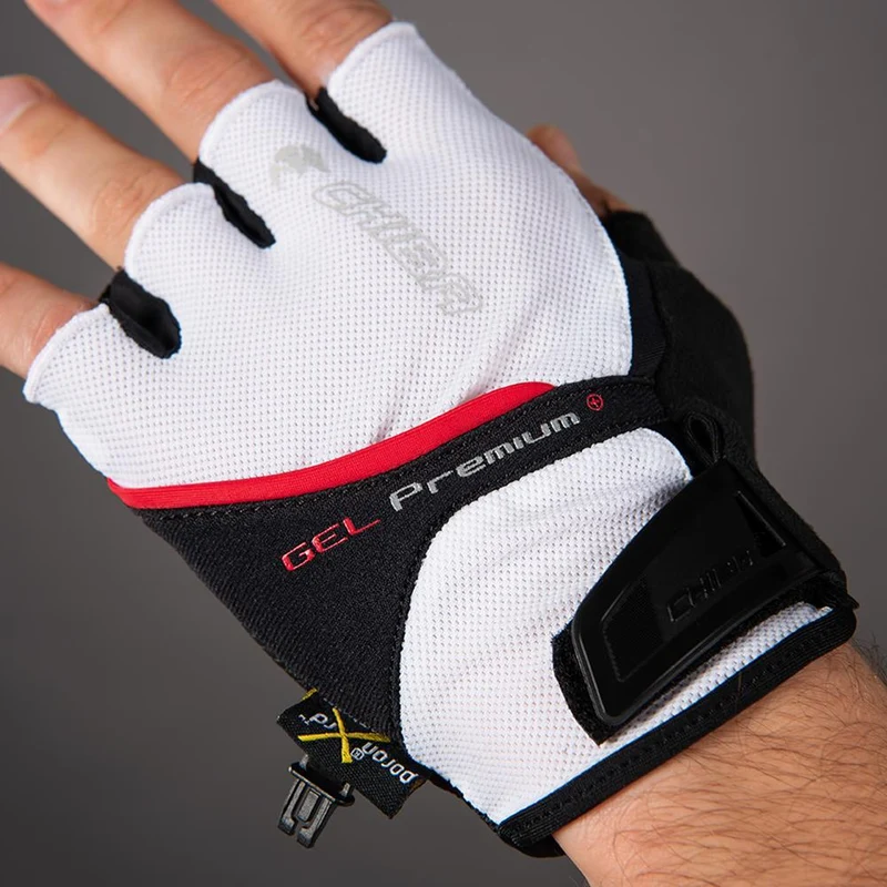 CHIBA Gel Premium - Radhandschuhe kurzfinger weiß S, Gelpolsterung, atmungsaktiv