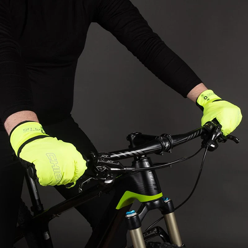 CHIBA Express+ - Radhandschuhe S neongelb, wind- & wasserdicht, Gelpolster
