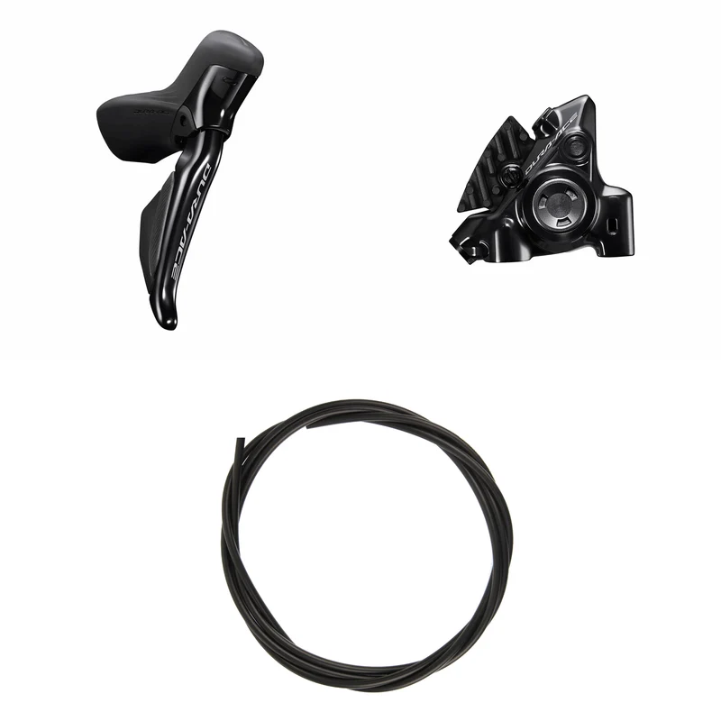 Hydraulik-Scheibenbrems-Kit Shimano Dura-Ace BR-R9270K/ST-R9270 Hinter-/Rechts Resin Kühlrippen-Beläge Ohne Adapter 25mm 1700mm Schwarz
